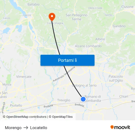 Morengo to Locatello map