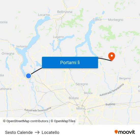 Sesto Calende to Locatello map