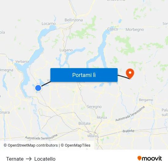Ternate to Locatello map
