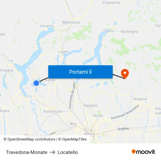 Travedona-Monate to Locatello map