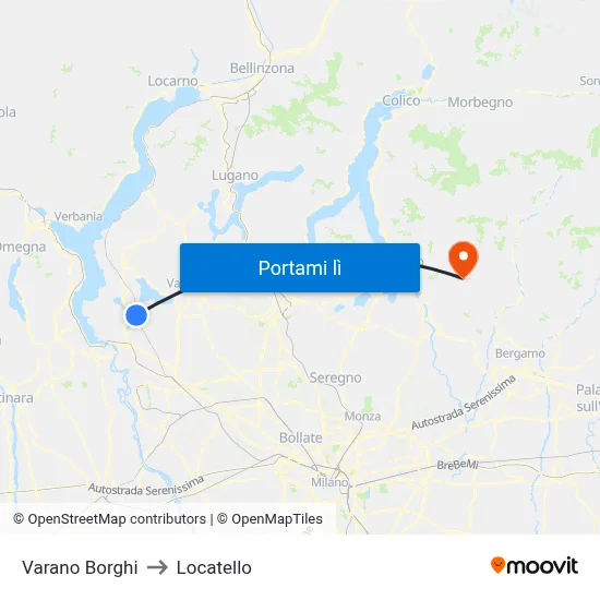 Varano Borghi to Locatello map