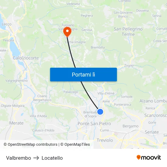 Valbrembo to Locatello map
