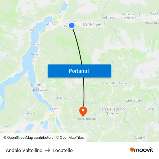 Andalo Valtellino to Locatello map