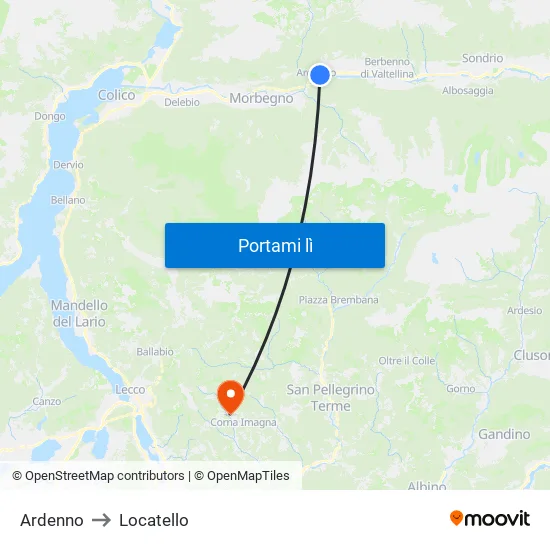 Ardenno to Locatello map