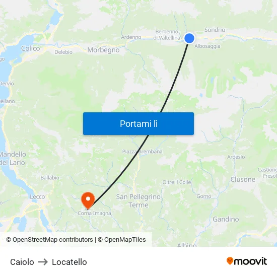 Caiolo to Locatello map