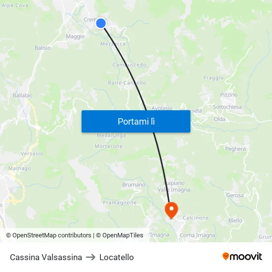 Cassina Valsassina to Locatello map