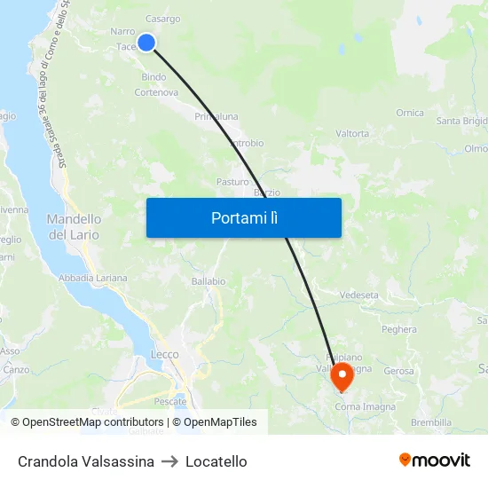 Crandola Valsassina to Locatello map