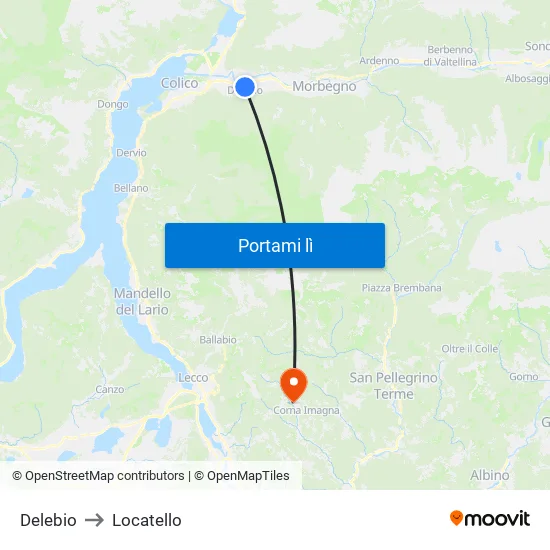Delebio to Locatello map