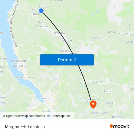 Margno to Locatello map