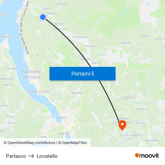 Parlasco to Locatello map