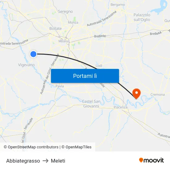 Abbiategrasso to Meleti map