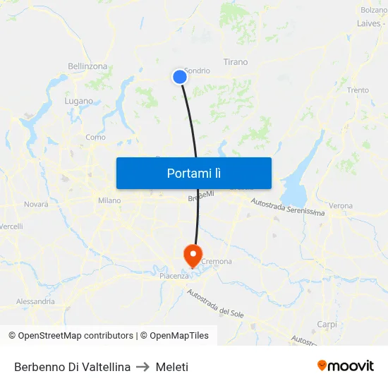 Berbenno Di Valtellina to Meleti map