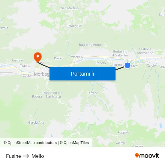 Fusine to Mello map