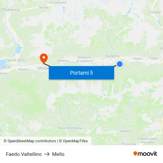 Faedo Valtellino to Mello map