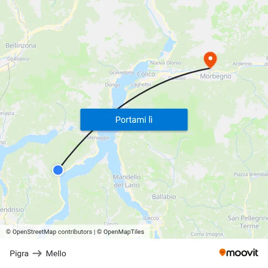Pigra to Mello map