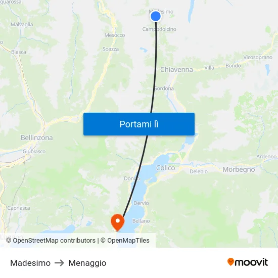 Madesimo to Menaggio map