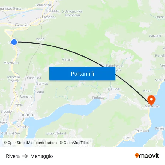 Rivera to Menaggio map