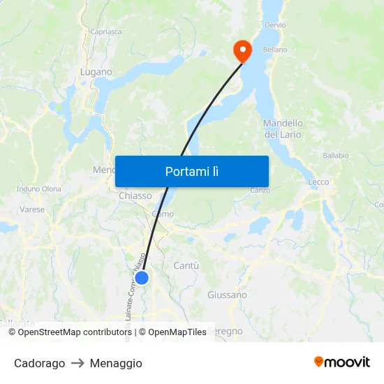 Cadorago to Menaggio map