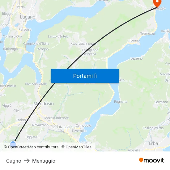 Cagno to Menaggio map