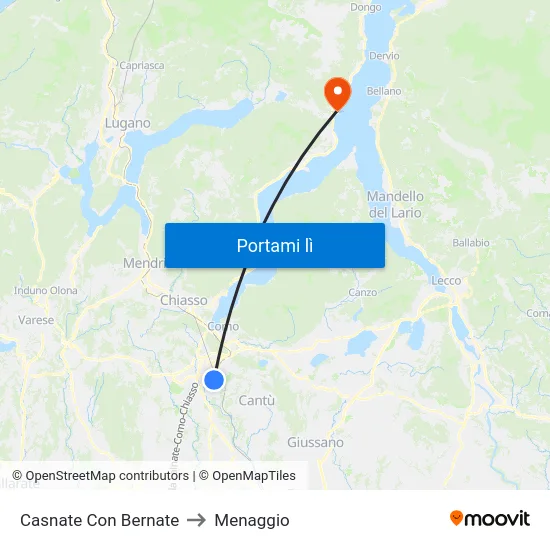 Casnate Con Bernate to Menaggio map