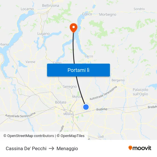 Cassina De' Pecchi to Menaggio map