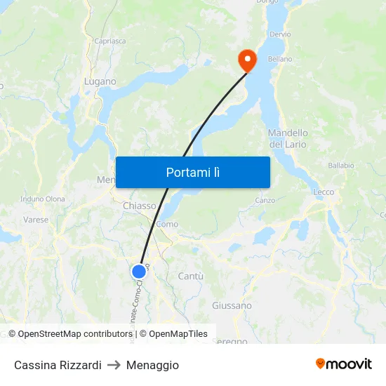 Cassina Rizzardi to Menaggio map