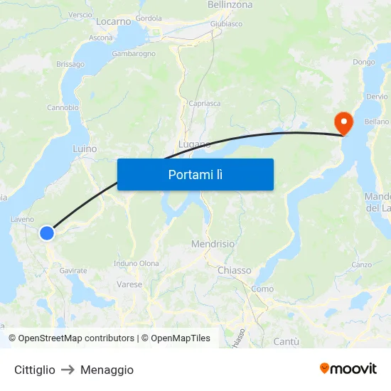 Cittiglio to Menaggio map