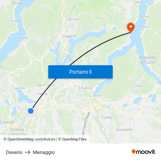 Daverio to Menaggio map