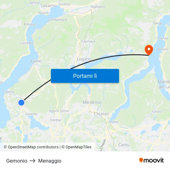 Gemonio to Menaggio map