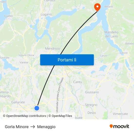 Gorla Minore to Menaggio map