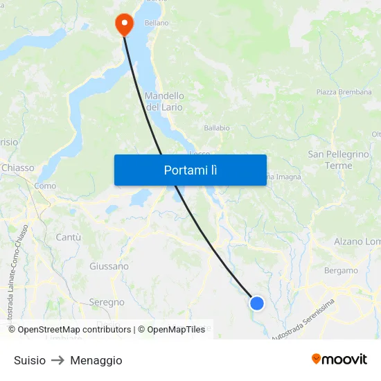 Suisio to Menaggio map