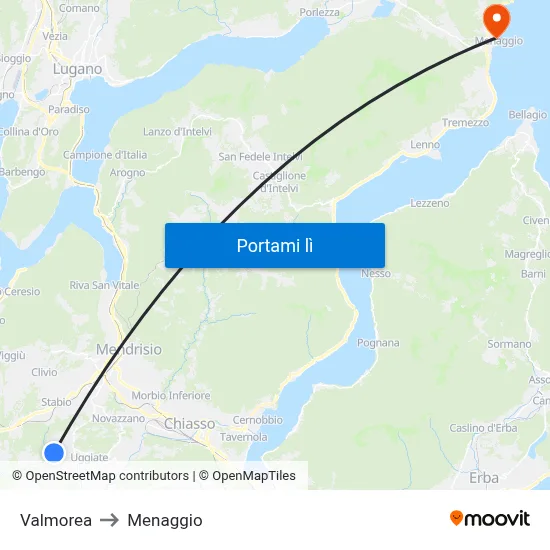 Valmorea to Menaggio map