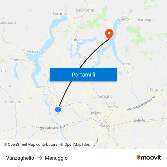 Vanzaghello to Menaggio map