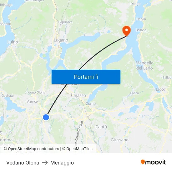 Vedano Olona to Menaggio map