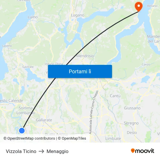 Vizzola Ticino to Menaggio map
