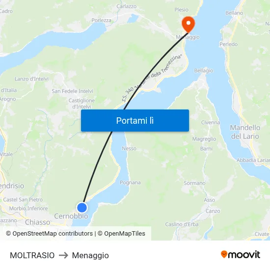 MOLTRASIO to Menaggio map