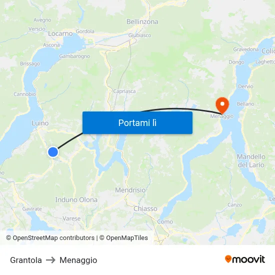 Grantola to Menaggio map