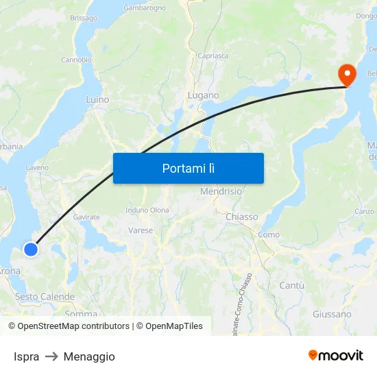 Ispra to Menaggio map