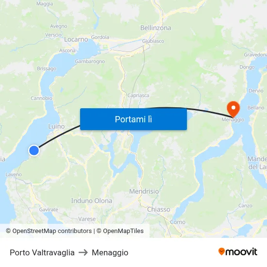 Porto Valtravaglia to Menaggio map