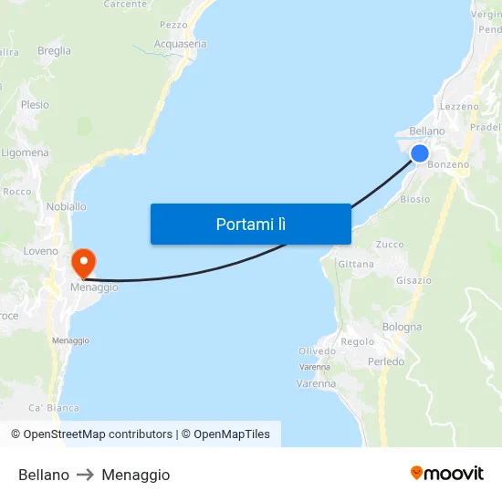 Bellano to Menaggio map
