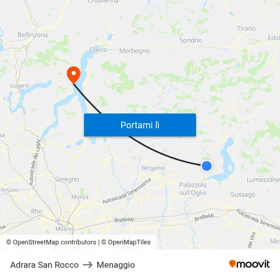 Adrara San Rocco to Menaggio map