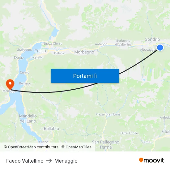 Faedo Valtellino to Menaggio map
