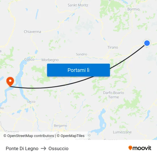 Ponte Di Legno to Ossuccio map