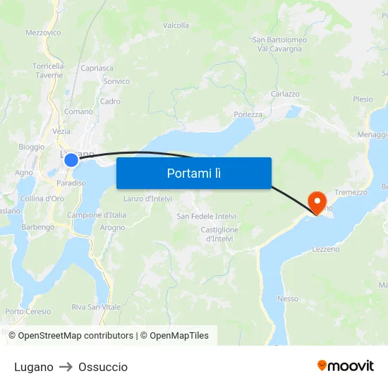 Lugano to Ossuccio map