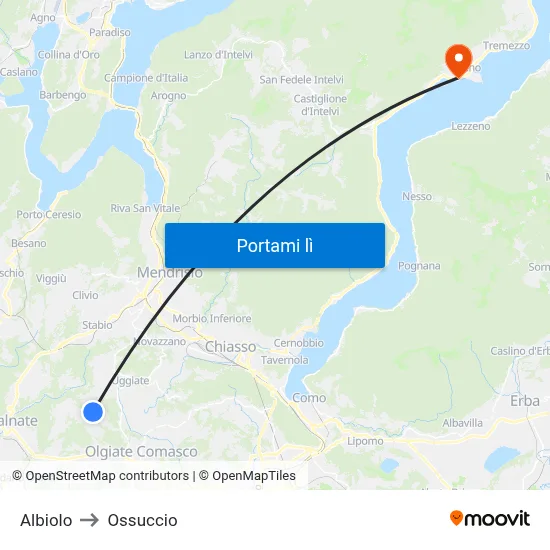 Albiolo to Ossuccio map