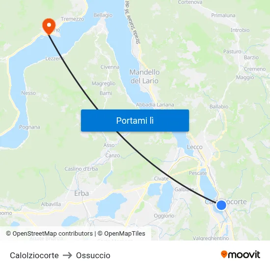 Calolziocorte to Ossuccio map