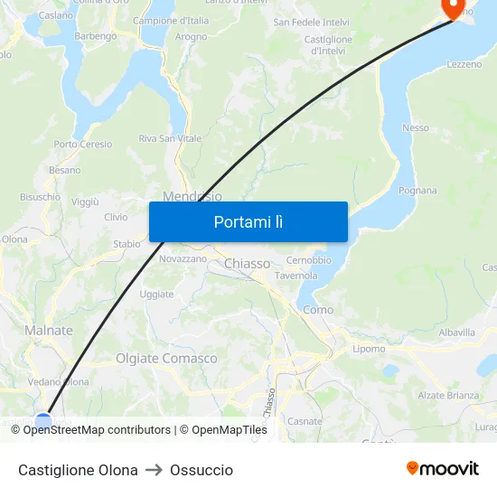 Castiglione Olona to Ossuccio map