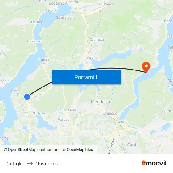 Cittiglio to Ossuccio map