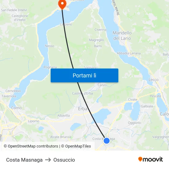 Costa Masnaga to Ossuccio map