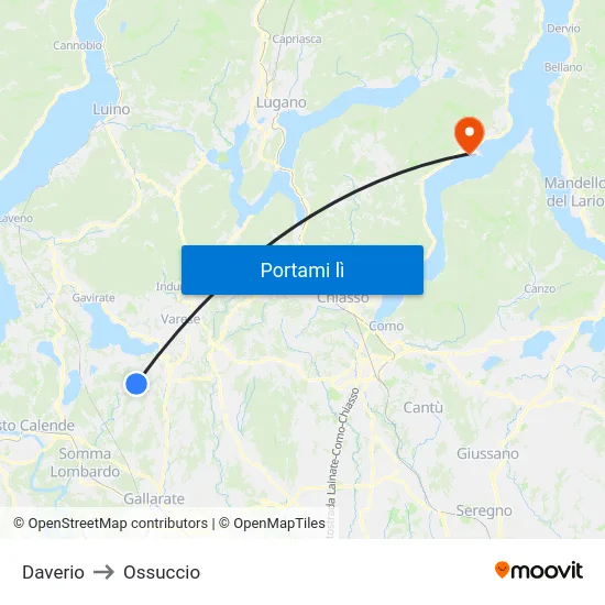 Daverio to Ossuccio map